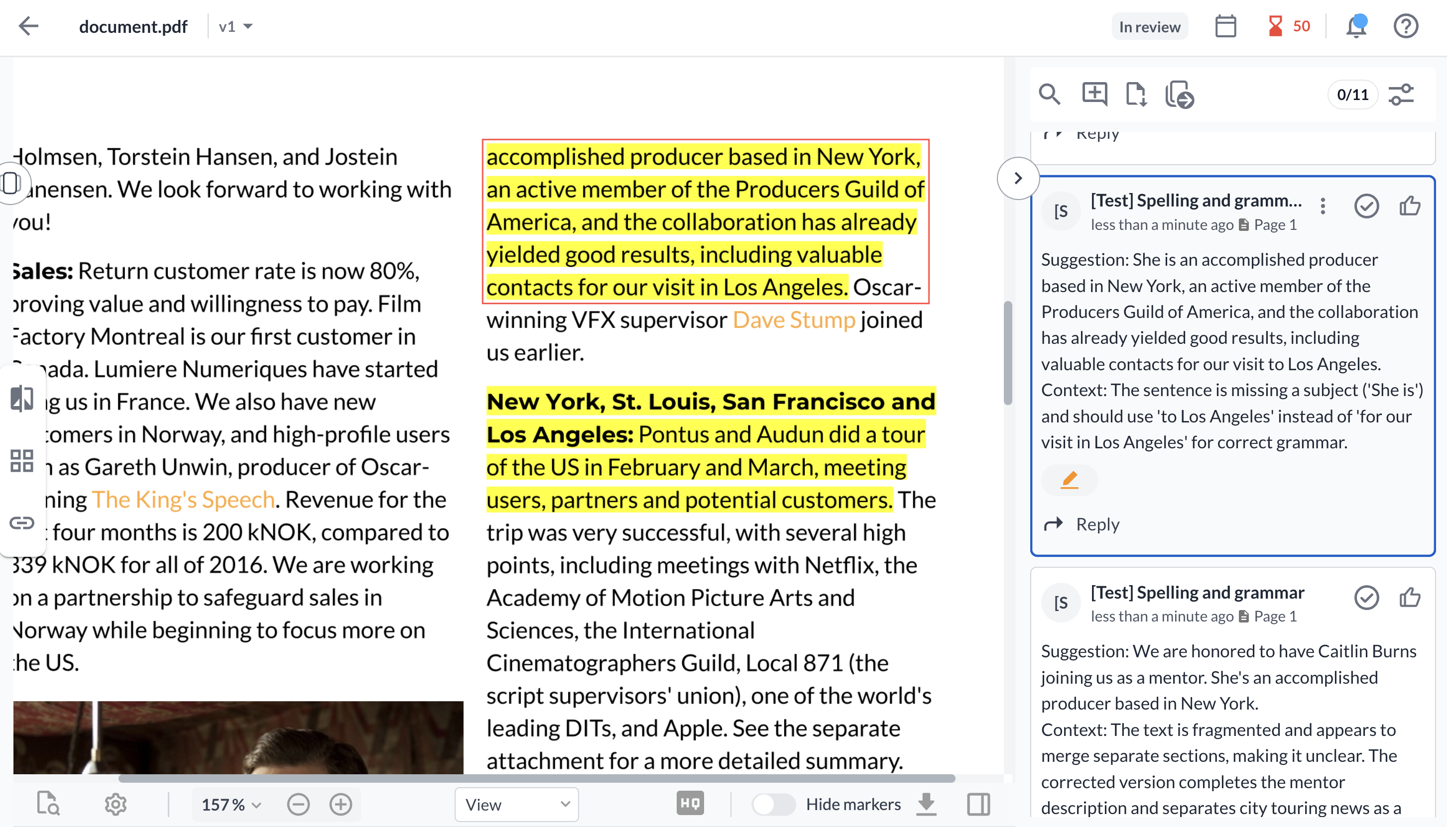 AI spelling and grammar check Filestage