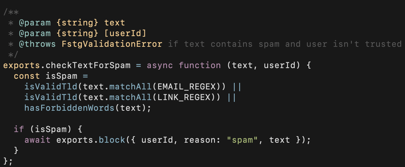 Checking for spam in input fields