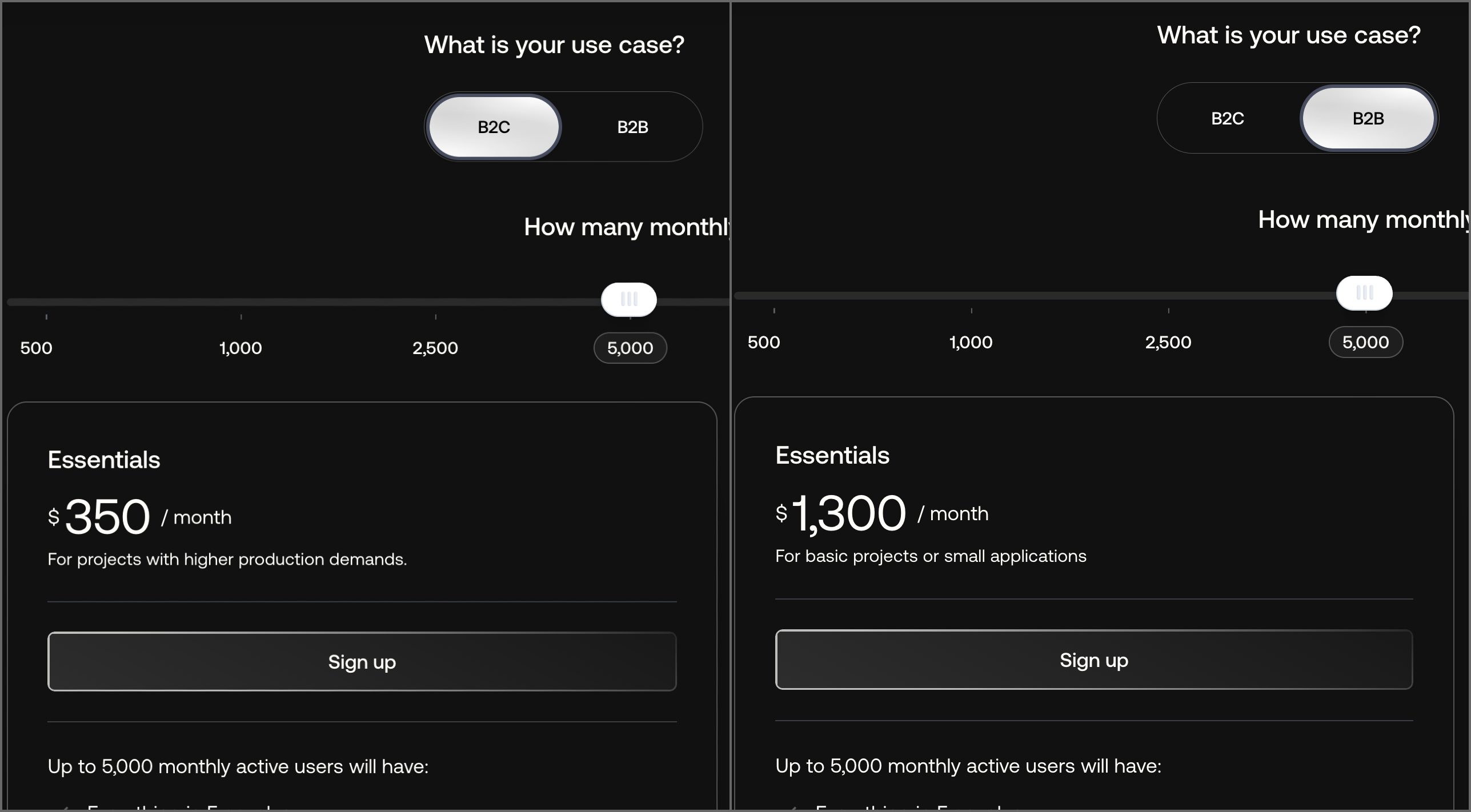 Higher price per active user for B2B applications