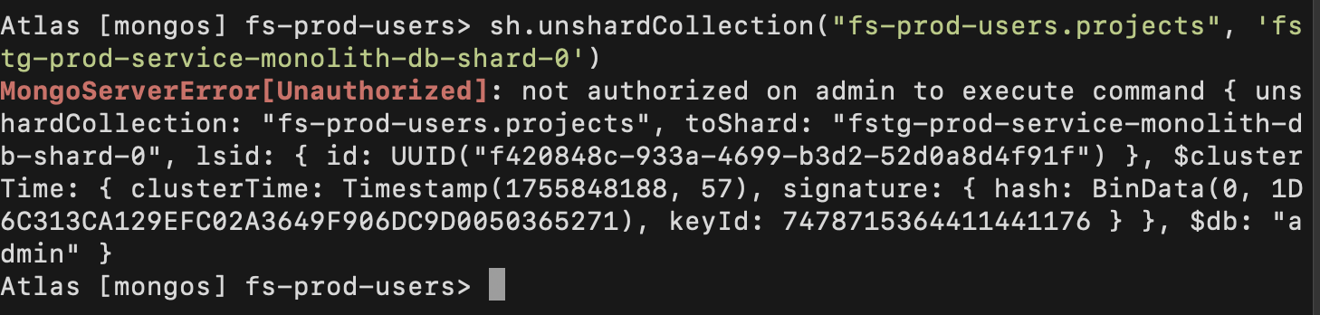 Unable to do some admin tasks on MongoDB Atlas