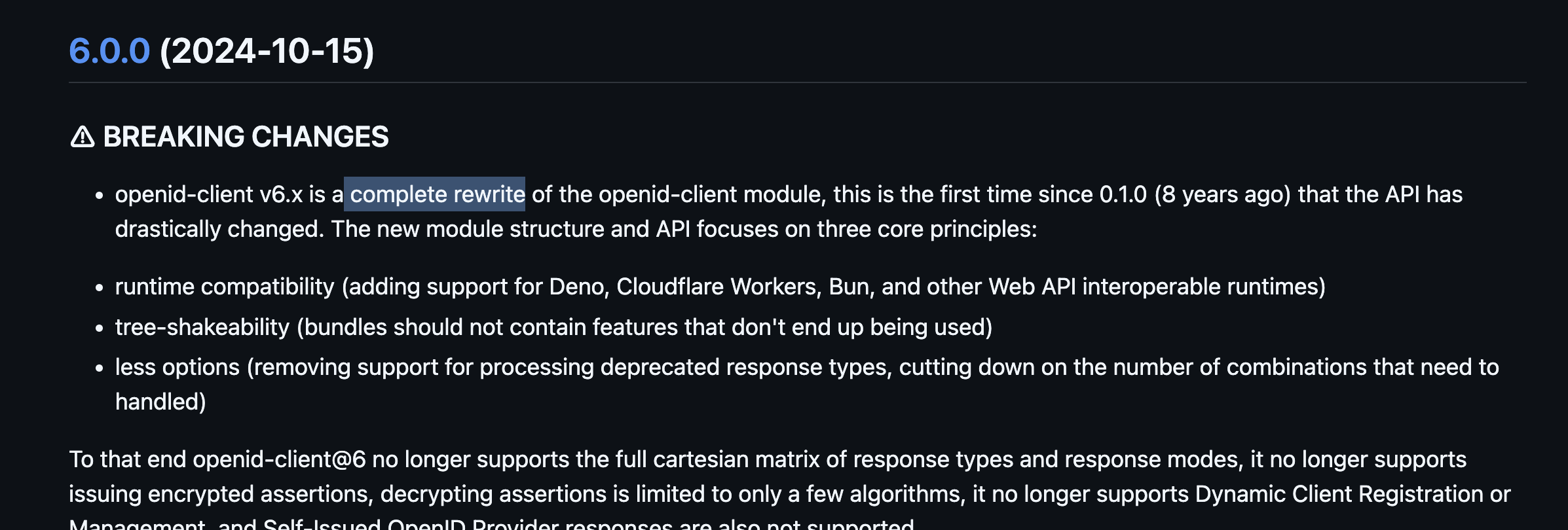 Breaking changes in OpenId client