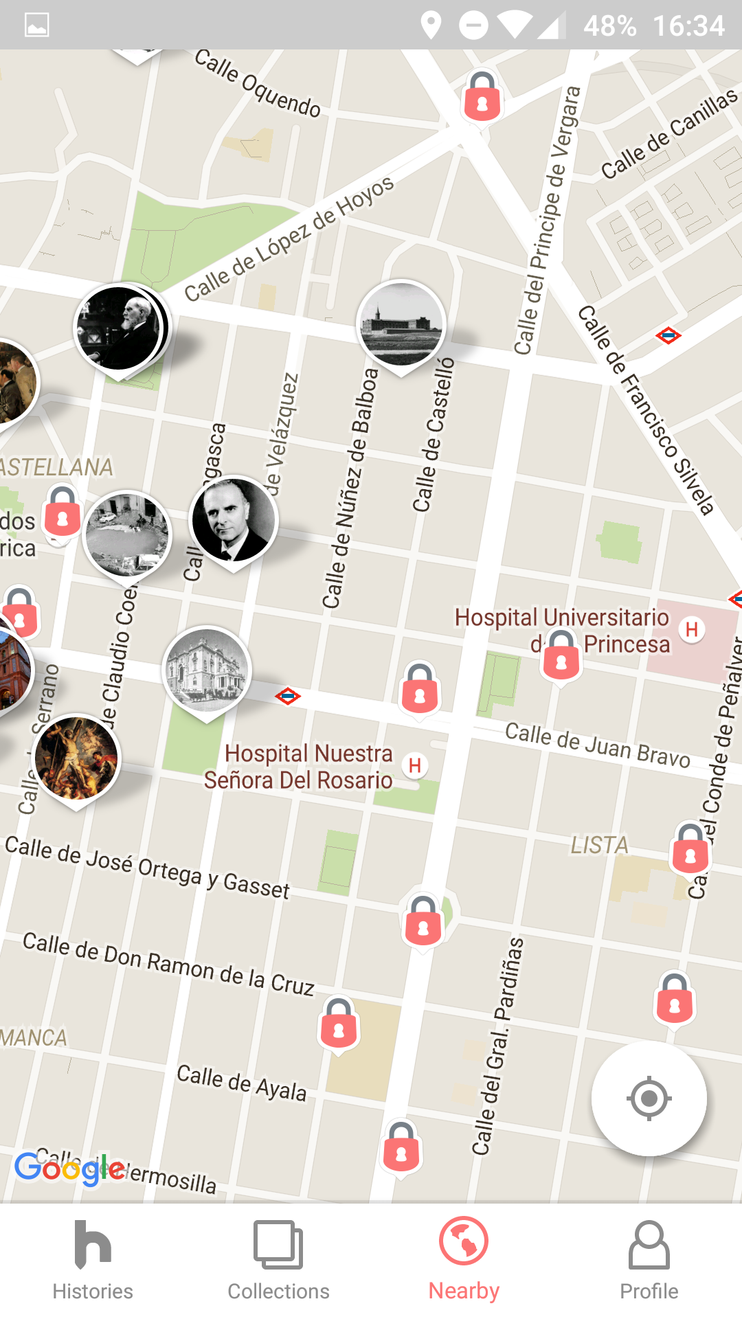 Screenshot of the iOS app, map screen