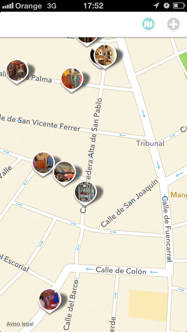 screenshot of the iOS app, map screen
