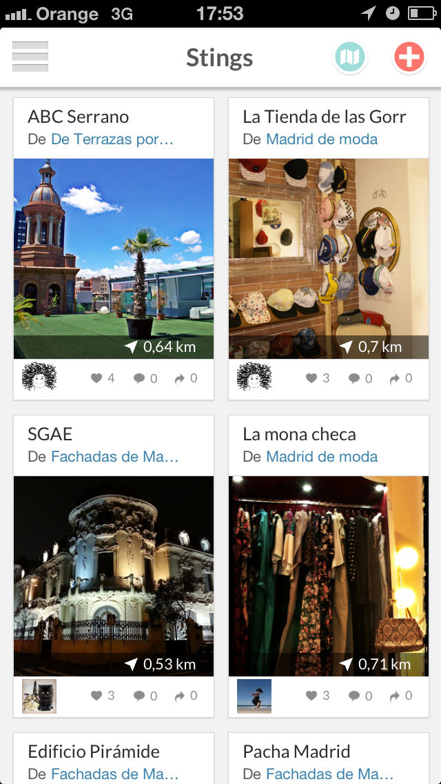screenshot of the iOS app, point list screen