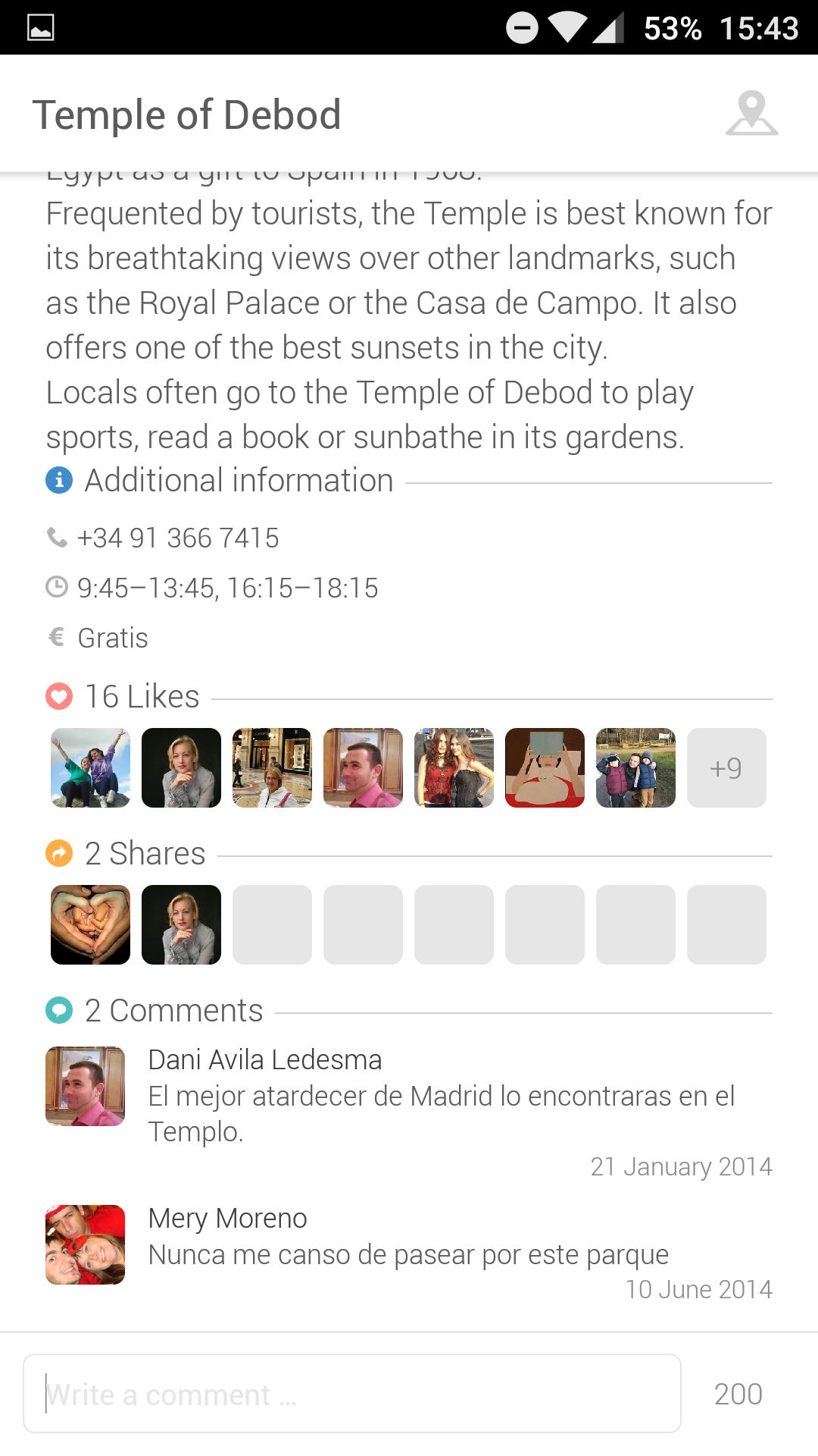 Screenshot of the android template app, detail screen 2/2