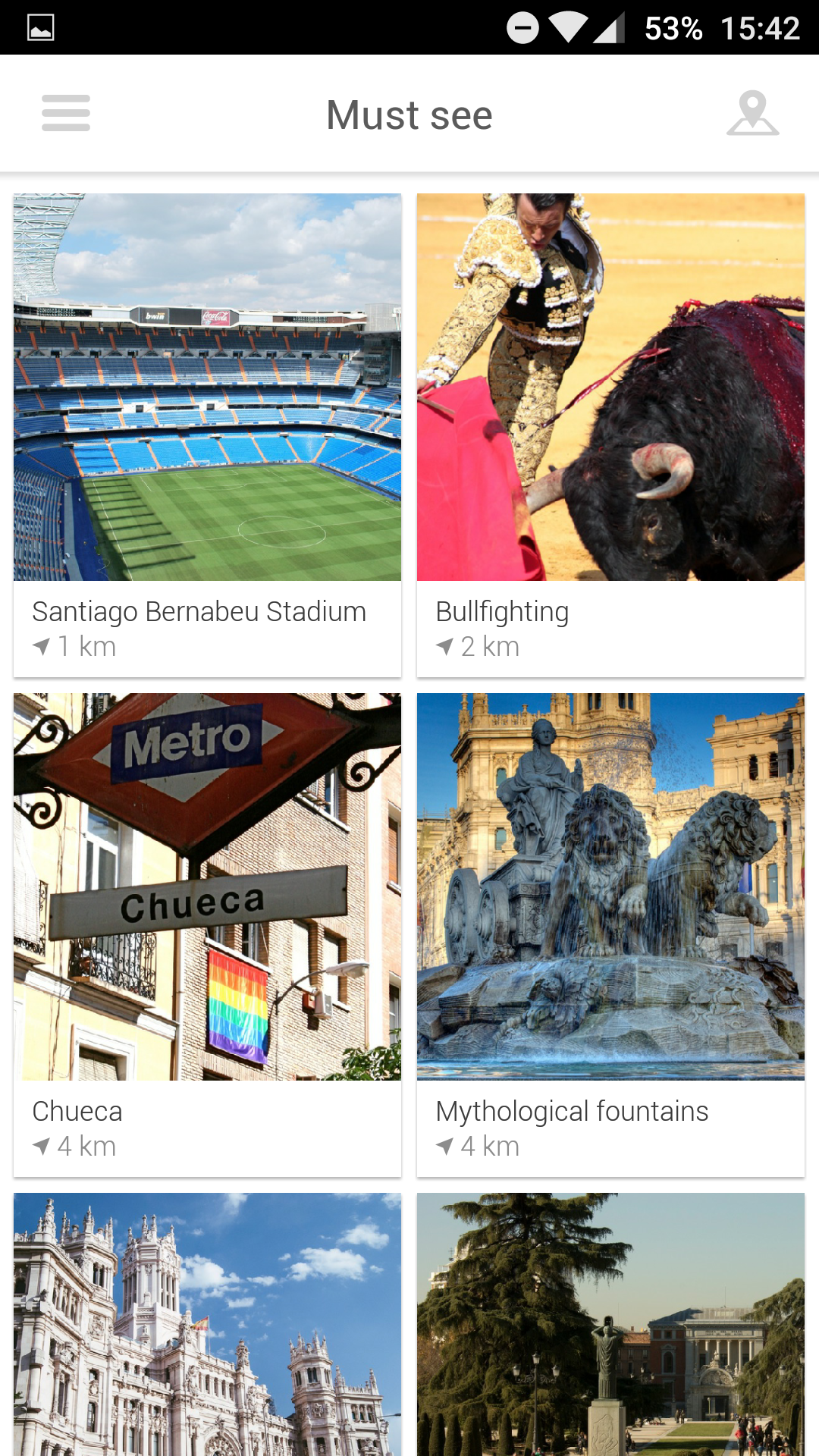 Screenshot of the android template app, point list screen